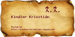 Kindler Krisztián névjegykártya